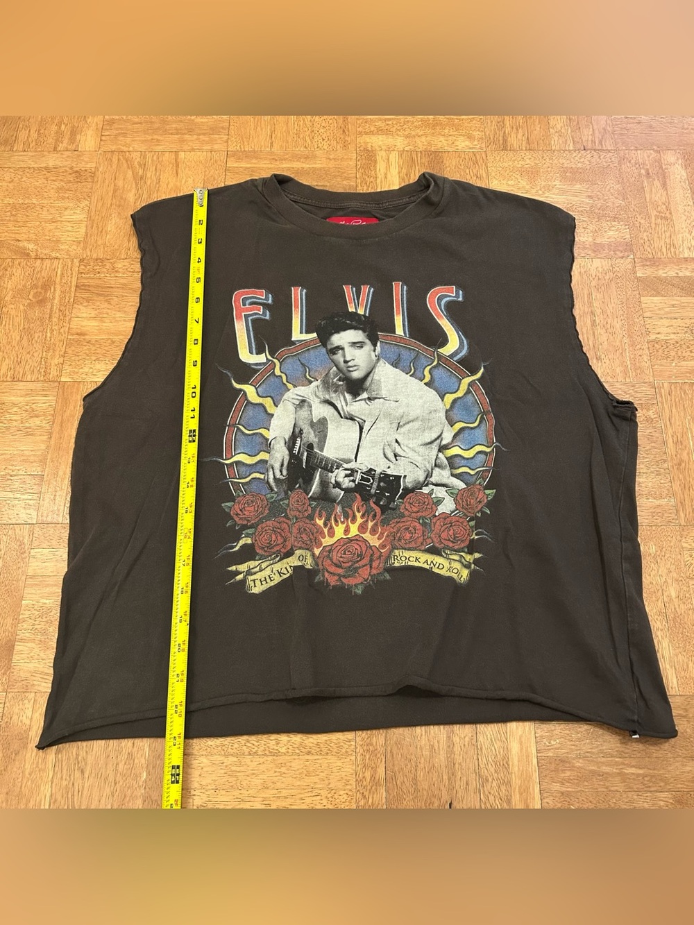 Elvis Presley Men's Brown Sleeveless Crew Neck Cotton Tee Size L